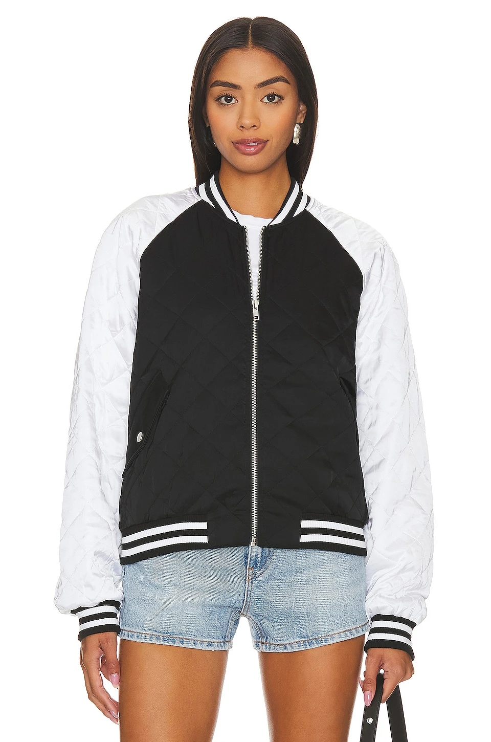 Miri Bomber Jacket White & Black 2 Miri Bomber Jacket White & Black - Image 2