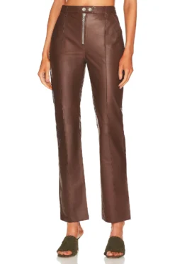 Kendra Leather Pant Brown
