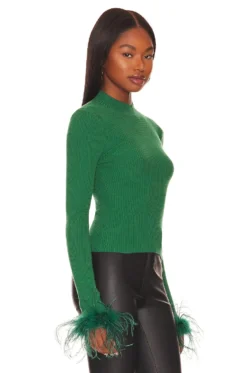Relena Feather Open Back Top Green -Fashion Clothing LOVF WS2471 V3