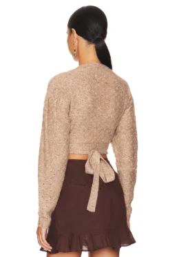 Sanida Wrap Knit Top Tan -Fashion Clothing LOVF WS2528 V3