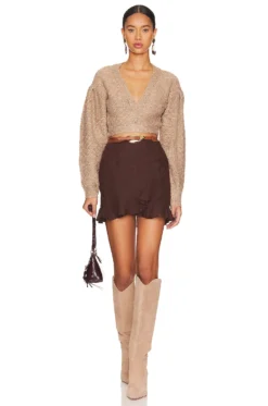 Sanida Wrap Knit Top Tan -Fashion Clothing LOVF WS2528 V4