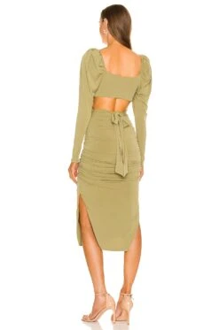 Darla Midi Dress Olive Green 5 Darla Midi Dress Olive Green -Fashion Clothing MALR WD1059 V3