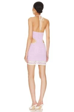 Mallika Crochet Cut Out Mini Dress Lilac & White 5 Mallika Crochet Cut Out Mini Dress Lilac & White -Fashion Clothing MALR WD1285 V3