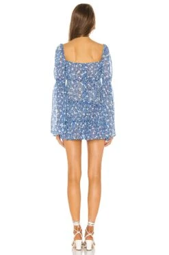 Ailish Mini Dress Blue Ditsy 5 Ailish Mini Dress Blue Ditsy -Fashion Clothing MALR WD633 V3