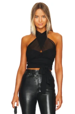 Charlize Halter Top Black