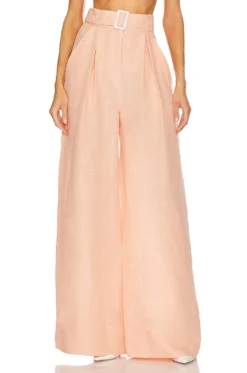 Wide Leg Pleated Pant Peach