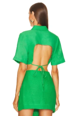 Cargo Button Up Crop Top Kelly Green 6 Cargo Button Up Crop Top Kelly Green -Fashion Clothing MBRU WS23 V3