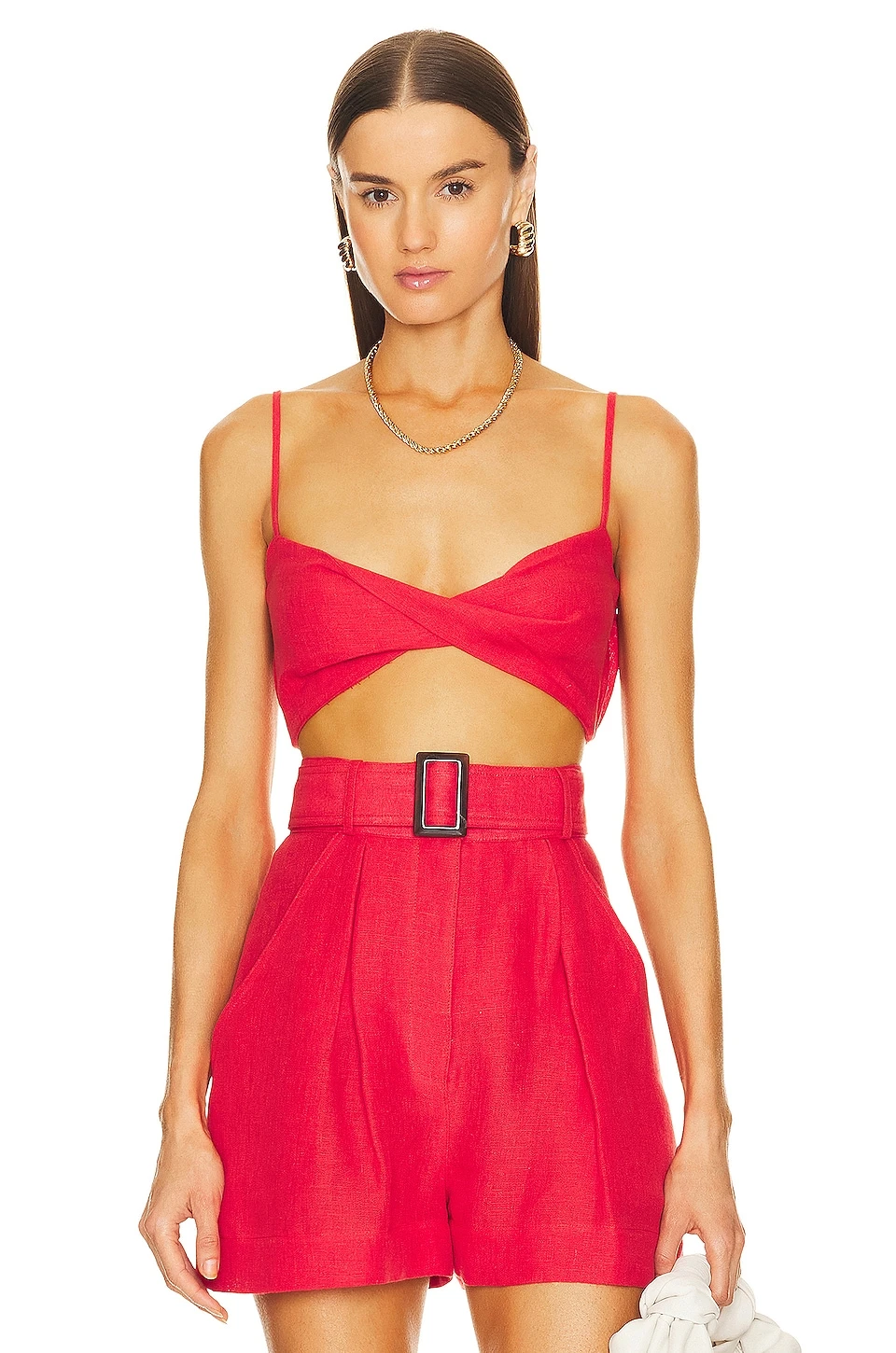 Twist Bandeau Crop Top Red 1 Twist Bandeau Crop Top Red