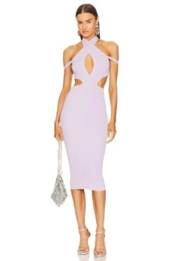 X REVOLVE Naomi Cut Out Knit Midi Dress Dusty Lilac -Fashion Clothing MELR WD774 V1 1