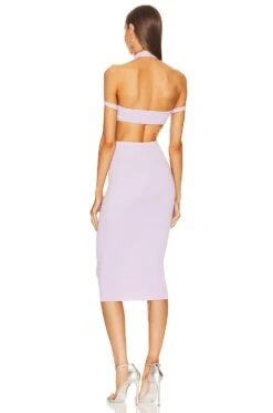 X REVOLVE Naomi Cut Out Knit Midi Dress Dusty Lilac -Fashion Clothing MELR WD774 V3