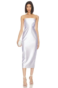 MILLY Opal Satin Strapless Dress White