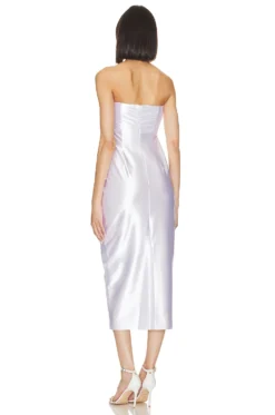 MILLY Opal Satin Strapless Dress White -Fashion Clothing MILL WD1062 V3