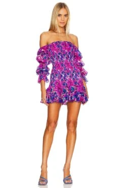 Noura Mini Dress Watercolor Blues