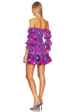 Noura Mini Dress Watercolor Blues -Fashion Clothing MISA WD625 V3