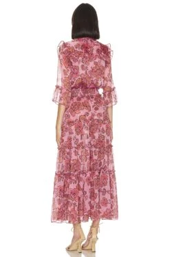 Pamelina Dress AMARANTH FLORA -Fashion Clothing MISA WD705 V3