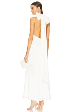 X REVOLVE Evianna Satin Gown Ivory