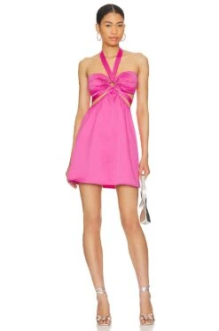 Kristen Halter Mini Dress Pink 8 Kristen Halter Mini Dress Pink -Fashion Clothing MOTO WD198 V1 1