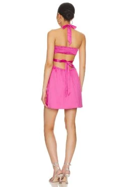 Kristen Halter Mini Dress Pink 7 Kristen Halter Mini Dress Pink -Fashion Clothing MOTO WD198 V3
