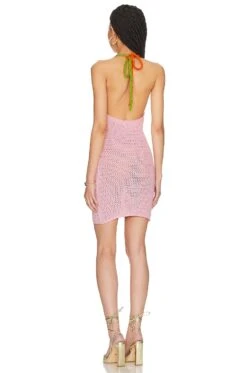 Kiki Crochet Mini Dress Pink Multi 5 Kiki Crochet Mini Dress Pink Multi -Fashion Clothing MOTO WD207 V3