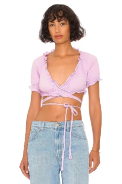 Francisca Wrap Tie Top Lavender
