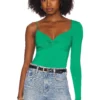Tayce Asymmetric Bodysuit Green