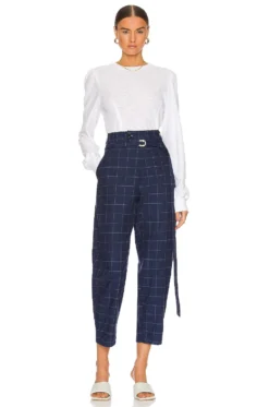 Blair Waffle Knit Puff Sleeve Pullover White -Fashion Clothing MWER WK21 V4