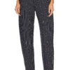 Allan Pinstripe Barrel Pant Navy Beige Pinstripe