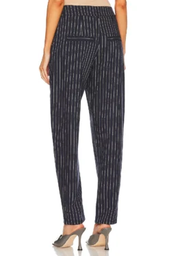 Allan Pinstripe Barrel Pant Navy Beige Pinstripe -Fashion Clothing MWER WP43 V3