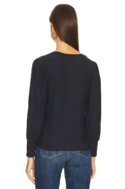 Loren Smocked Peasant Top Night Horizon -Fashion Clothing NATI WS855 V3