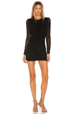 Las Olas Long Sleeve Mini Dress Black