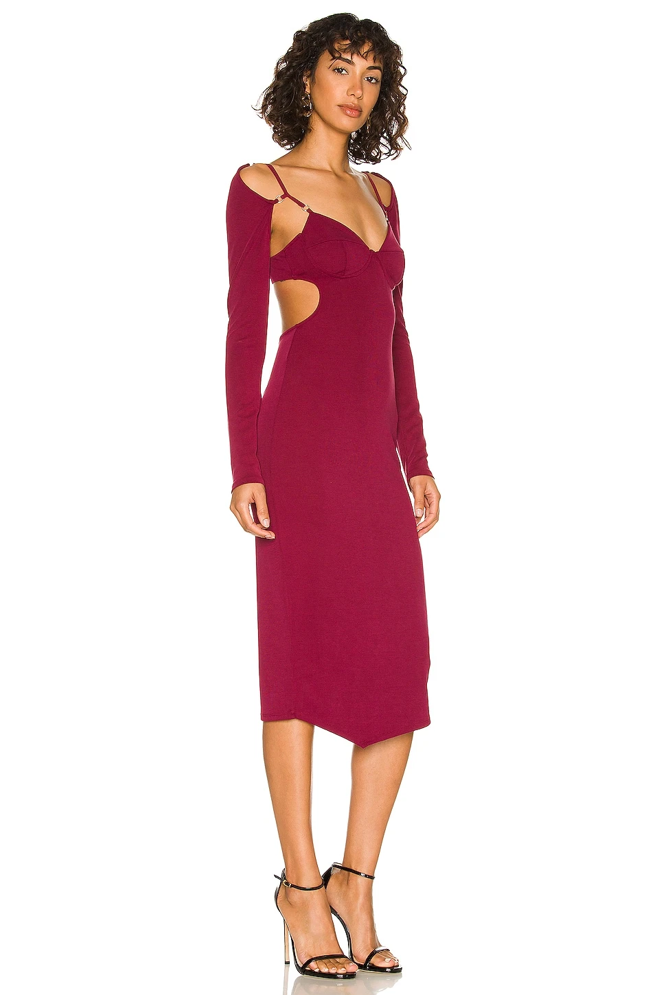 Riven Midi Dress Burgundy 2 Riven Midi Dress Burgundy - Image 2