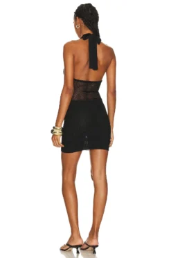 Nina Mixed Stitch Mini Dress Black -Fashion Clothing NBDR WD2963 V3