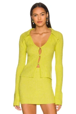 Marina Knit Cardi Marled Lime