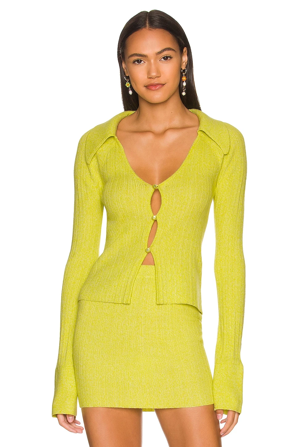 Marina Knit Cardi Marled Lime 1 Marina Knit Cardi Marled Lime