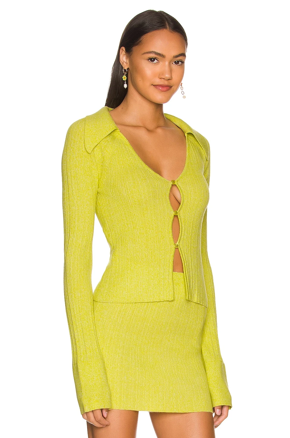 Marina Knit Cardi Marled Lime 2 Marina Knit Cardi Marled Lime - Image 2