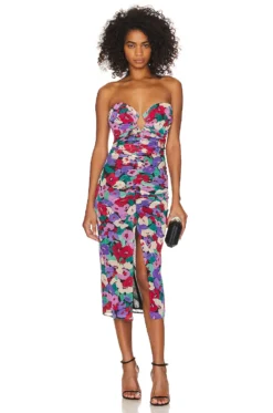 Sorin Diamond Cutout Midi Dress Cabra Print