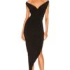 Norma Kamali Tara Side Drape Gown Black