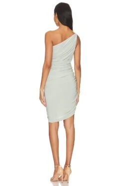 Norma Kamali Pickleball Diana Mini Dress Dried Sage -Fashion Clothing NKAM WD470 V3