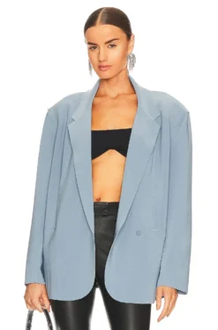 Norma Kamali Oversized Double Breasted Jacket Soft Blue