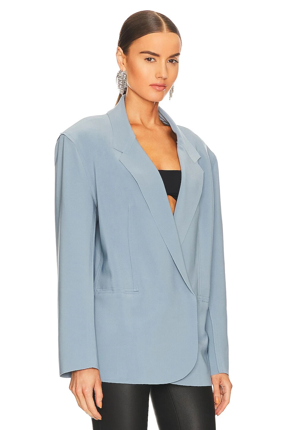 Norma Kamali Oversized Double Breasted Jacket Soft Blue 3 Norma Kamali Oversized Double Breasted Jacket Soft Blue - Image 3