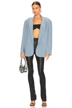 Norma Kamali Oversized Double Breasted Jacket Soft Blue 9 Norma Kamali Oversized Double Breasted Jacket Soft Blue -Fashion Clothing NKAM WO142 V5