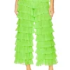 Norma Kamali Wide Leg Ruffle Pant Neon Green