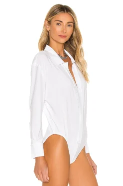 Norma Kamali X REVOLVE NK Shirt Bodysuit White -Fashion Clothing NKAM WS112 V3