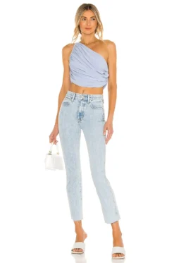Norma Kamali X REVOLVE Diana Crop Celestial Blue -Fashion Clothing NKAM WS127 V4
