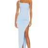 Aria One Shoulder Gown Blue