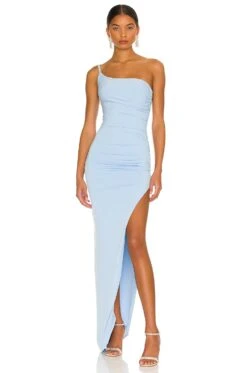 Aria One Shoulder Gown Blue