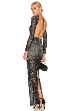 Tayla Long Sleeve Gown Black