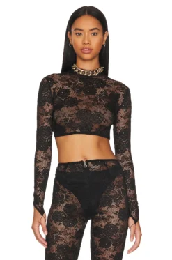 Heaven Long Sleeve Crop Black