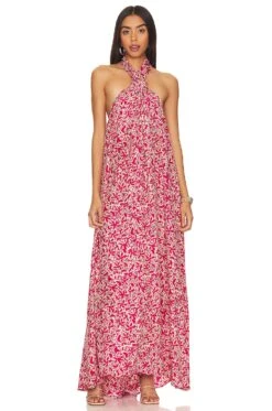 Astrid Maxi Dress Gloriosa Print Sandstone -Fashion Clothing NMAR WD51 V1