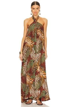 Astrid Maxi Dress Gloriosa Print Sandstone -Fashion Clothing NMAR WD59 V1